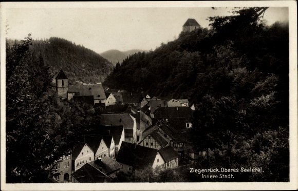 Postcard Ziegenrück on the Slate Mountains Thuringia, Upper Saale Valley, inner city, church