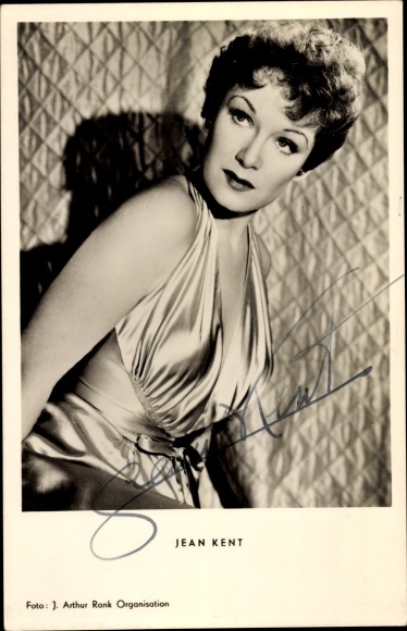 Postcard actress Jean Kent, portrait, autograph
