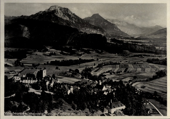 Postcard Neubeuern in Upper Bavaria, aerial photograph