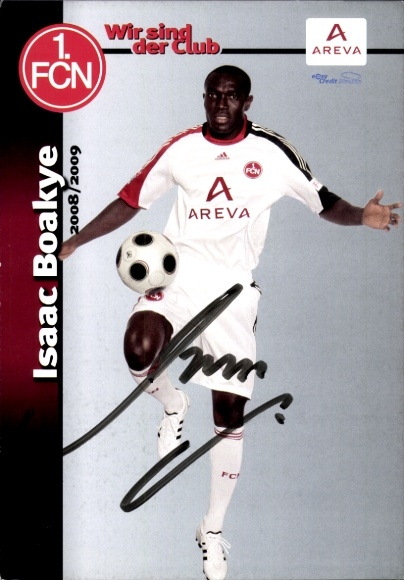 Autograph card footballer Isaac Boakye, 1. FC Nuremberg, autograph