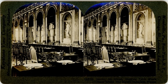 Stereo photo Galerie des Glaces, Versailles, Chamber where the Peace Treaty was signed