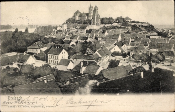 Postcard Breisach am Oberrhein, Historical City View, Breisach am Rhein, Publisher Ad. Bueb
