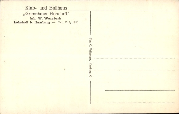 Postcard Hamburg Eimsbüttel Lokstedt, Club and Ball House Grenzhaus Hoheluft