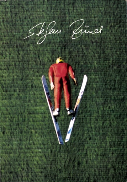 Postcard ski jumper Stefan Zünd, autograph