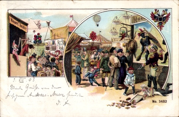 Litho Festplatz, Attraktionen, Besucher, Völkerschau, Kasperl-Theater