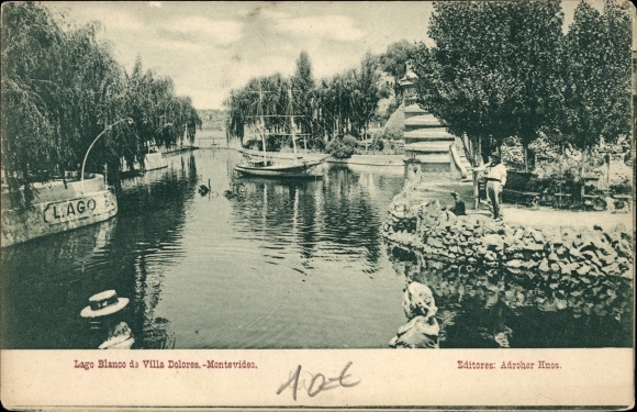Postcard Montevideo Uruguay, White Lake of Villa Dolores