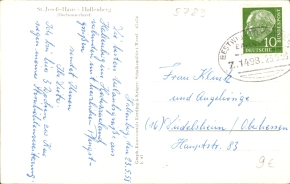 Postcard Hallenberg in Sauerland, St. Josef House