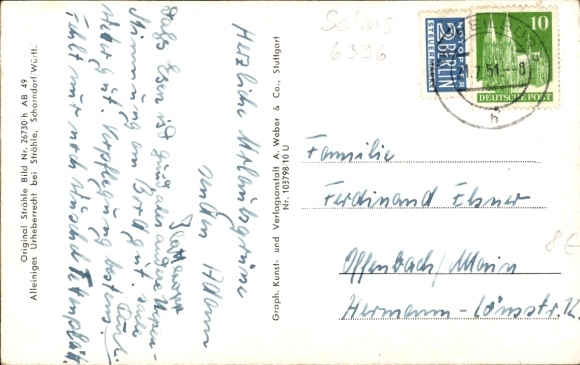 Postcard Solms in the Lahn Dill district, view of the Altenberg monastery