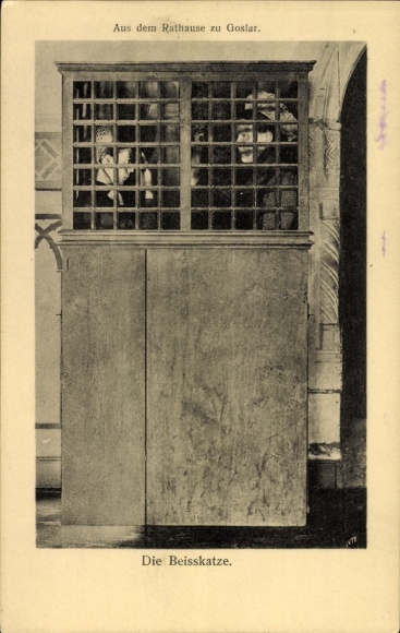 Postcard Goslar, From the Town Hall, The Beisskatze, Women in Dispute