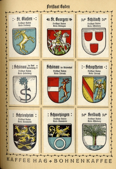 German coat of arms collector&#39;s picture album Kaffee HAG Handelsgesellschaft, Bremen around 1930