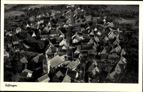 Postcard Uiffingen Boxberg in Baden, aerial photograph