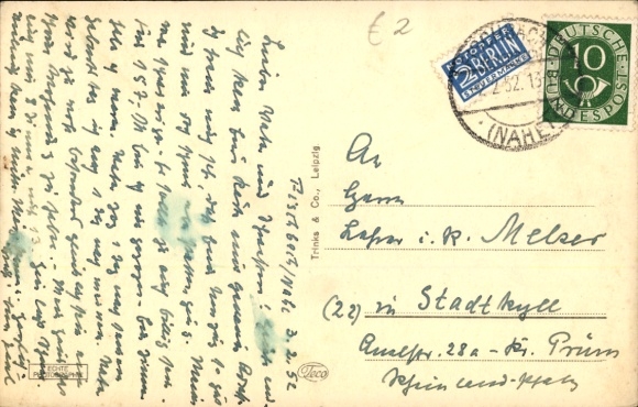 Postcard Oberstein an der Nahe, house, rock, fence, street,