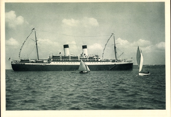 Ak tweeschroefs motorschip MS Monte Sarmiento, HSDG, zeilboten