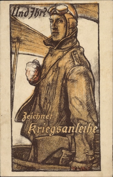 Artist Postcard Erler, And you?, Subscribes to war bonds, Fighter pilot