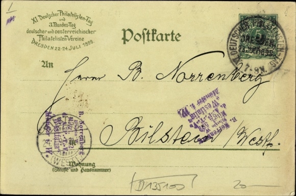 Postal stationery stamps Chromo-Litho Dresden, 11th German Philatelic Day 1899