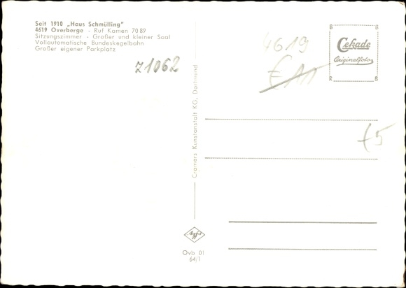 Postcard Overberge Bergkamen in the Ruhr area, Schmülling house, inside and outside