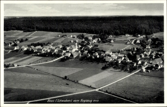 Postcard Boos in Swabia, aerial photograph