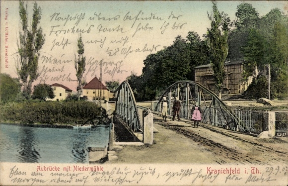 Ak Kranichfeld in Thüringen, Aubrücke, Niedermühle