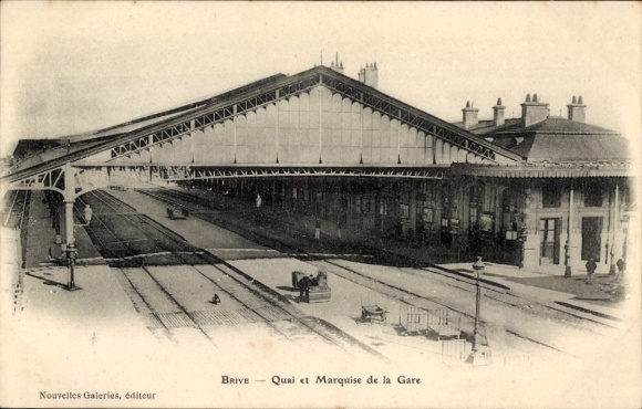 Postcard Brive la Gaillarde Corrèze, Quai and Marquise de la Gare