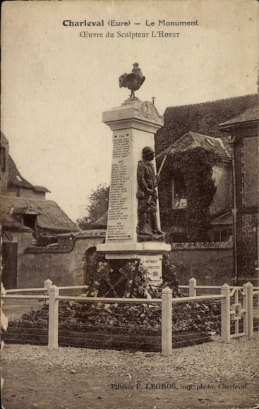 Postcard Charleval Eure, monument