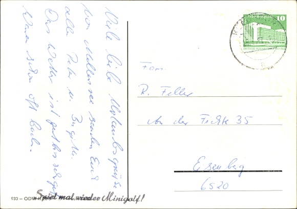 Postcard Klausdorf am Mellensee Brandenburg, miniature golf, campsite, Donald Duck
