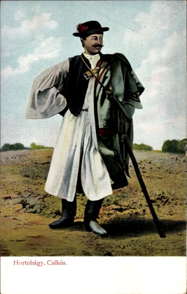 Ak Hortobágy Csikós, Mann in ungarischer Tracht