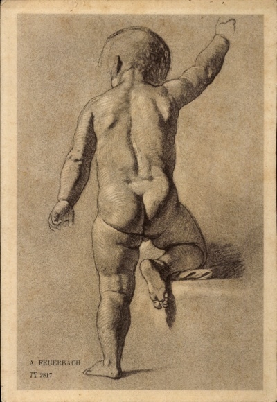 Artist Postcard Feuerbach, A., Naked Man