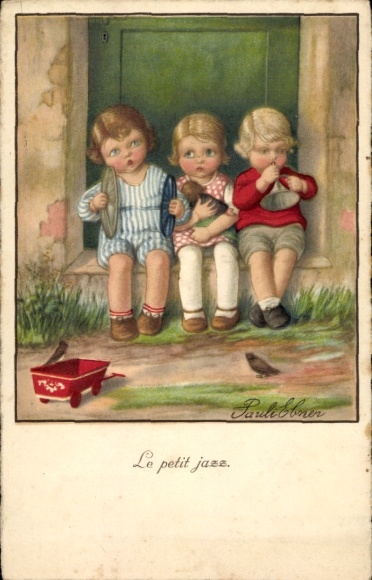 Artist Postcard Ebner, Pauli, Children make music