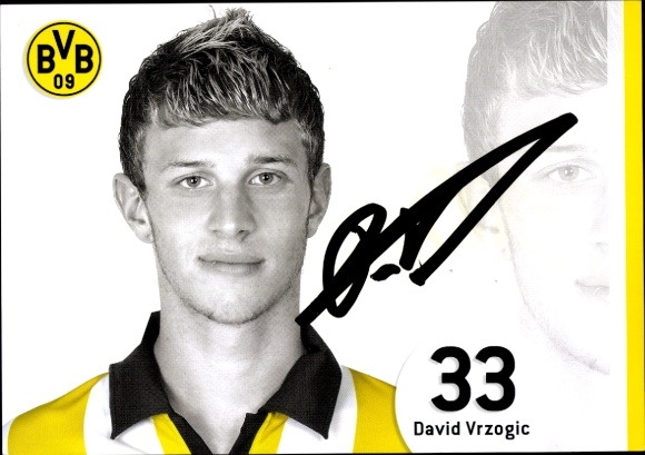 Autograph card footballer David Vrzogic, BVB 09, Borrussia Dortmund, autograph