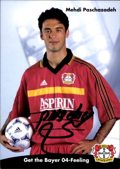 Autogrammkarte Fußballer Mehdi Paschazadeh, Bayer 04 Leverkusen, Autogramm