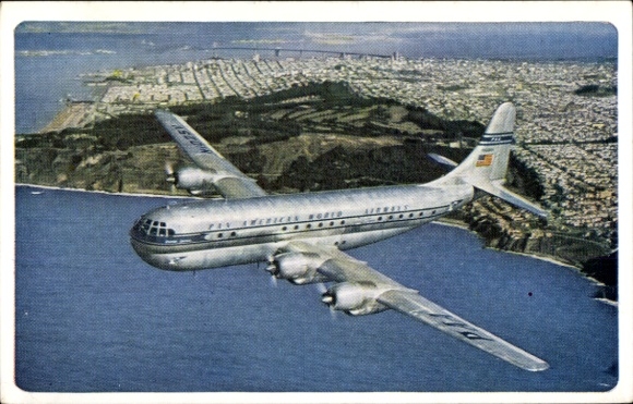 Postcard American passenger aircraft, Pan Am