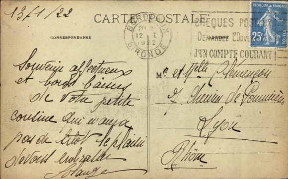 Postcard French passenger ship Asie