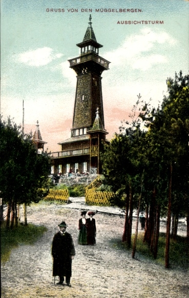 Postcard Berlin Köpenick, observation tower, Müggelberge