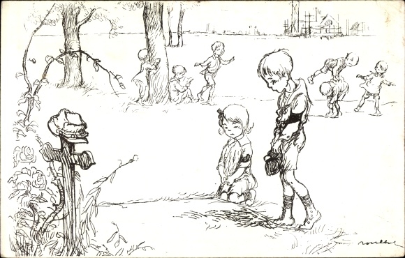 Artist PC Poulbot, Francisque, Children, Cross, Grave, Orphelinat des Armées
