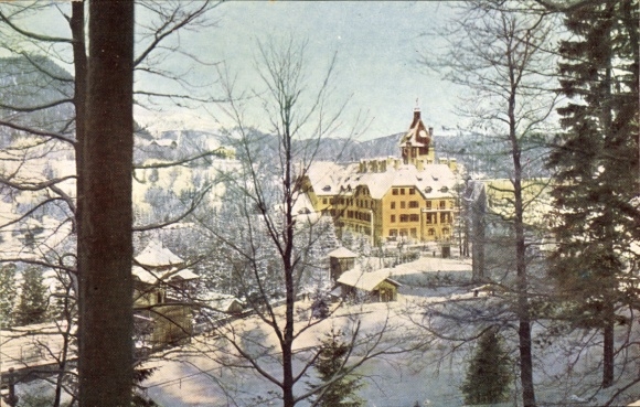 Postcard Semmering in Lower Austria, Hotel Erzherzog Johann in winter