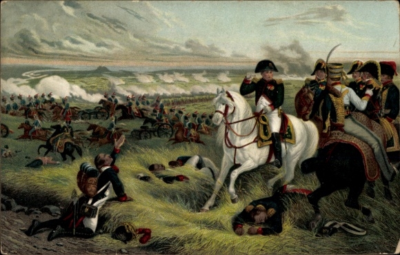 Artist Postcard Bellangé, Hippolyte, Napoleon on the field, Wagram, Battle