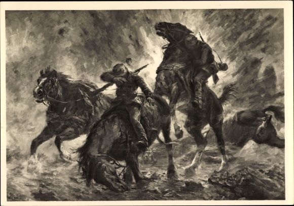 Artist PC Böhme, Hans, in the steel thunderstorm, HDK 638, German Wehrmacht, cavalry