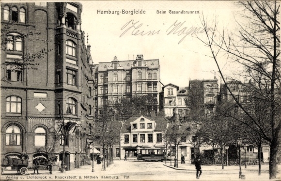 Ansichtkaart Hamburg Mitte Borgfelde, vlakbij Gesundbrunnen, tram
