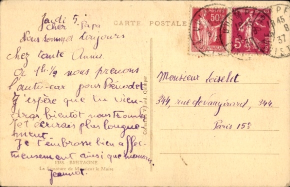 Postcard Bretagne, The Mayor's Signature