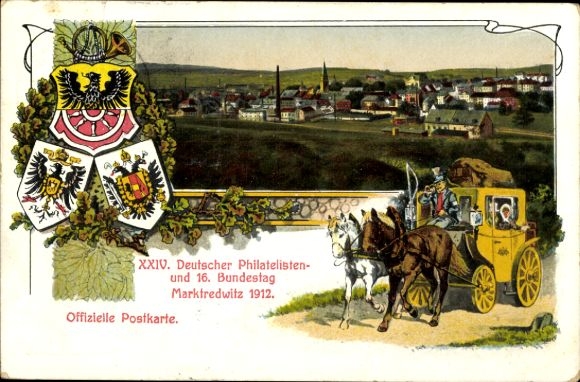 Privat-Ganzsache Bayern PP 27 C 39 02, 24. Deutscher Philatelistentag Marktredwitz 1912, SSt. B0.01
