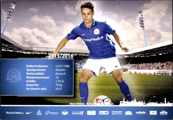 Autograph card footballer Lukas Scherff, FC Hansa Rostock, autograph
