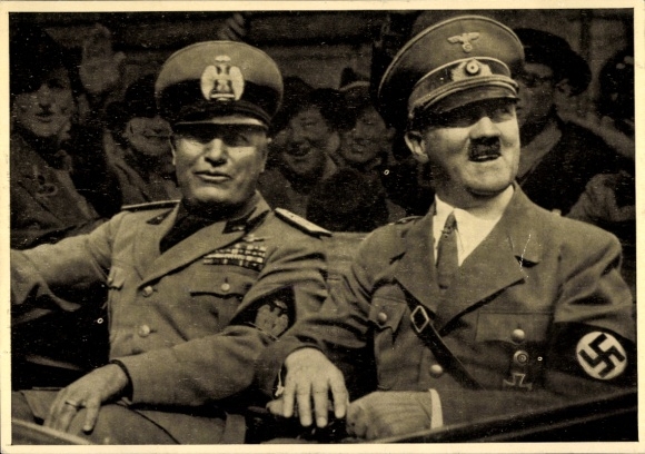 Postcard Führer and Reich Chancellor Adolf Hitler, Benito Mussolini, State Meeting, Men of the Time 126