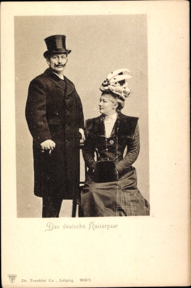 Ak Kaiser Wilhelm II., Kaiserin Auguste Viktoria, Portrait, Zylinder