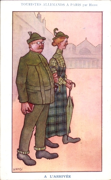 Artist Postcard Hansi, German tourists in Paris