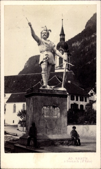 CdV Altdorf Kt. Uri Switzerland, sculpture of Wilhelm Tell