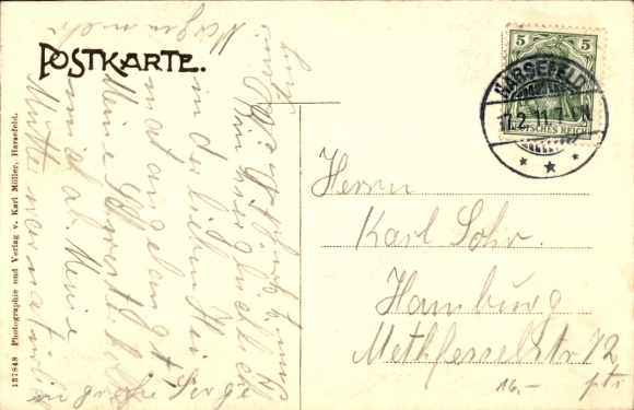 Postcard Harsefeld in Lower Saxony, partial view, Royal Forestry Office, Marktstraße