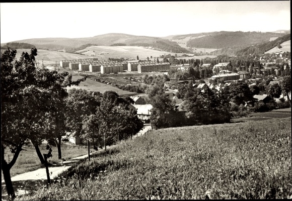 Postcard Raschau im Erzgebirge, partial view, housing estate