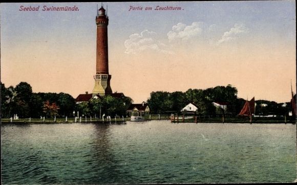 Postcard Świnoujście Swinoujscie Pomerania, lighthouse