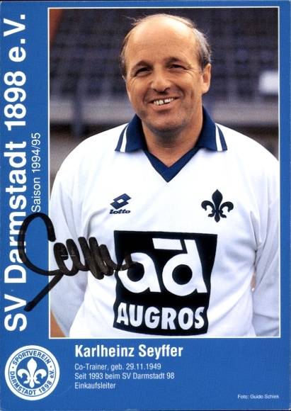 Autogrammkarte Co Trainer Karlheinz Seyffer, SV Darmstadt 98, Autogramm