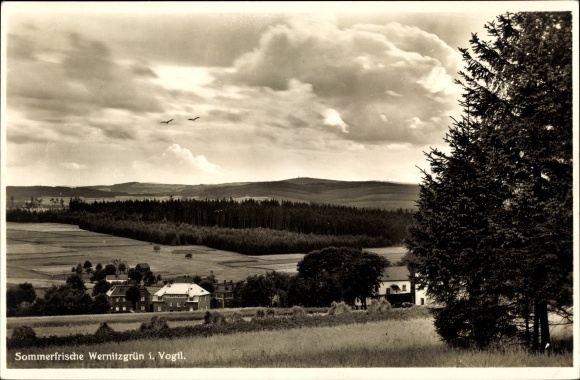 Postcard Wernitzgrün in the Vogtland, Panorama